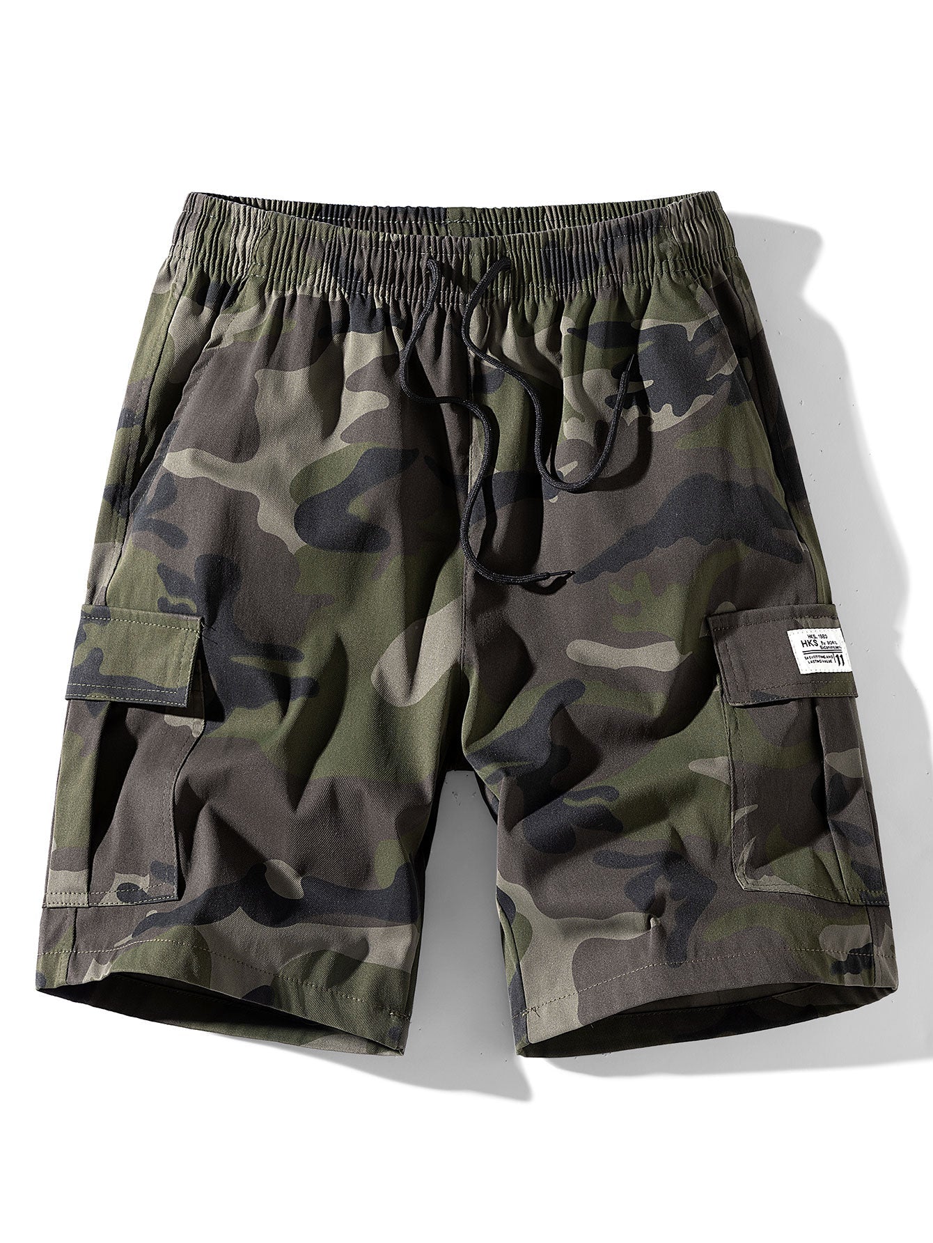 Camouflage Drawstring Cargo Shorts