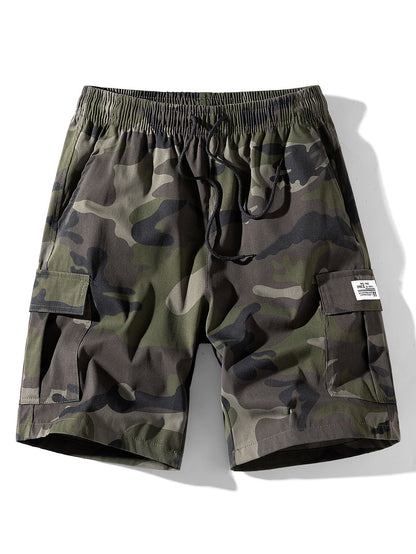 Camouflage Drawstring Cargo Shorts