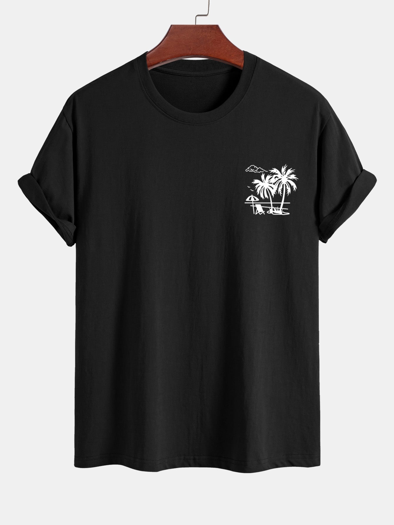 Regular Fit Palm Tree Print Cotton T-Shirt