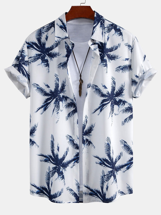 Palm Tree Print Button Up Shirt