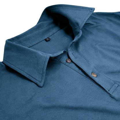 Fitted Long Sleeve Polo For Muscular Build
