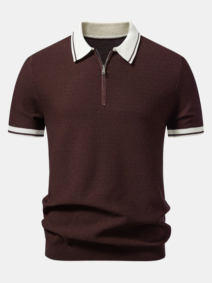 Contrast Zipper Knit Polo