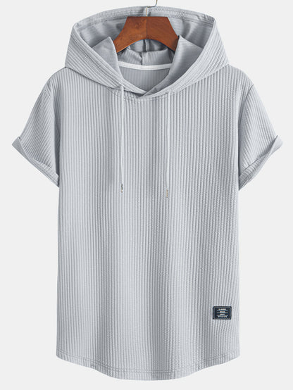 Ribbed Hooded  Arc Hem T-Shirt