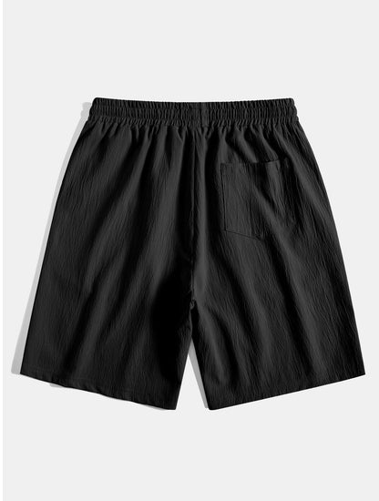 Crinkled Textured Drawstring Shorts