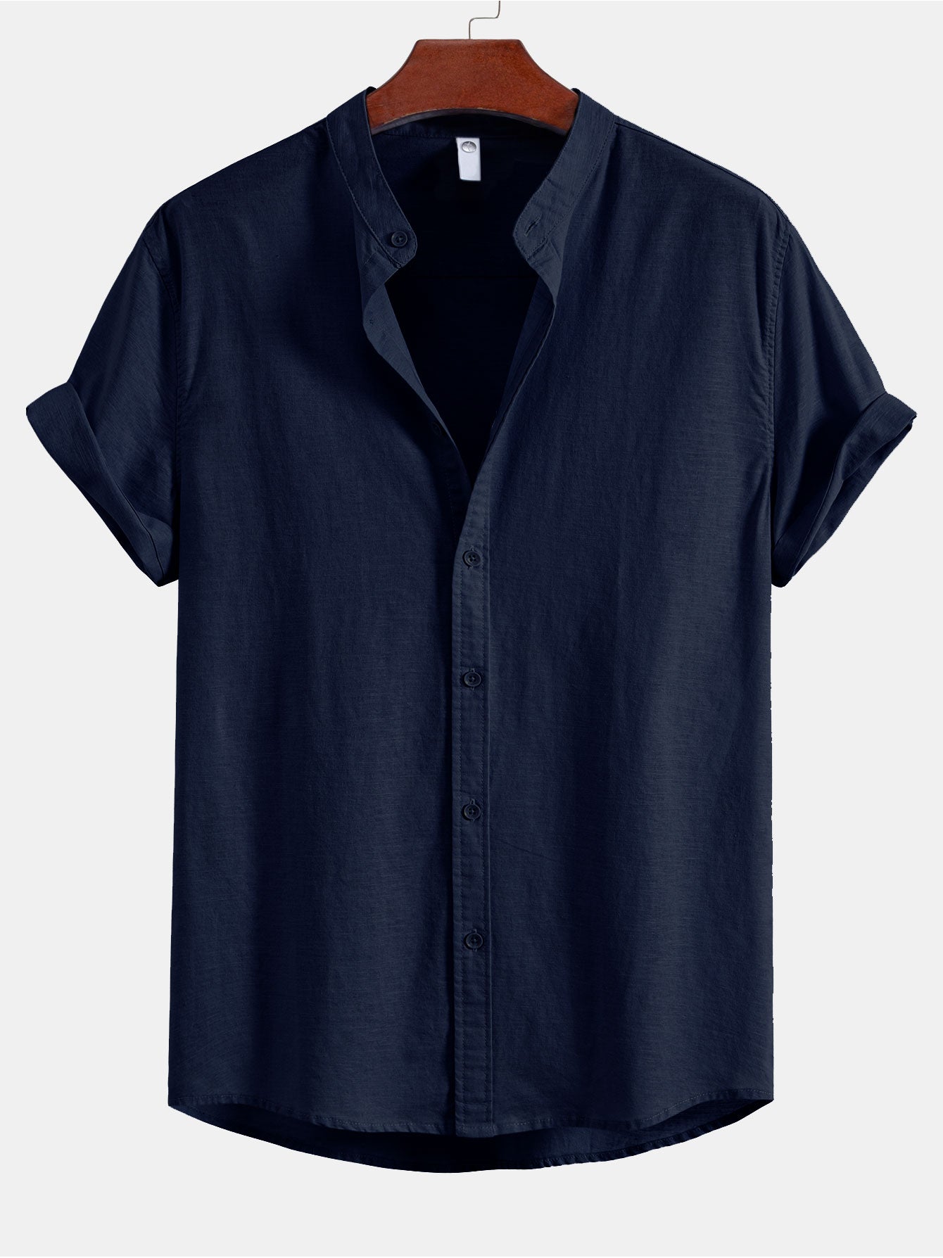 Stand Collar Linen Shirt