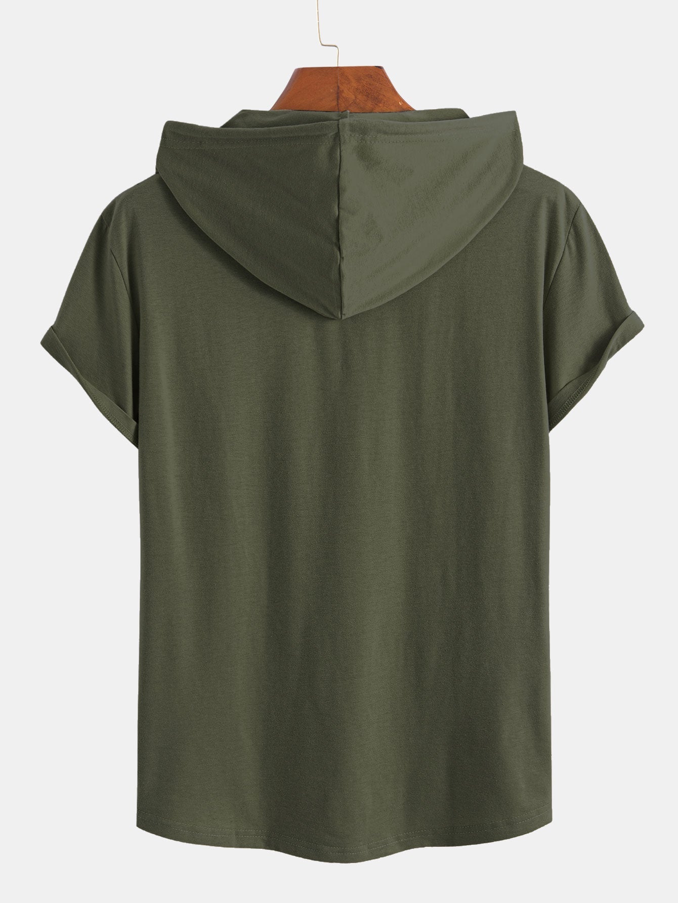 Short Sleeve Henley Hooded T-Shirt