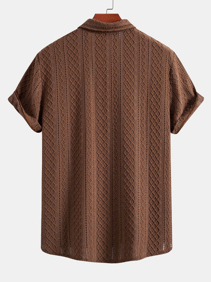 Geometry Rhombus Jacquard Button Up Shirt