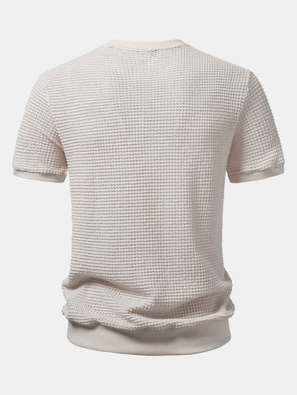 Short Sleeve Waffle Ribbed Hem T-Shirt