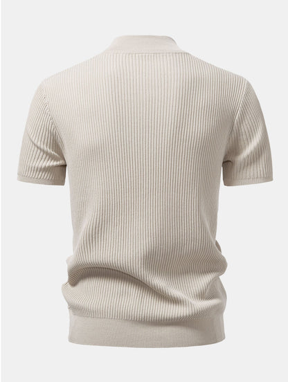 3 Pieces Ribbed Mock Neck Knit T-Shirt