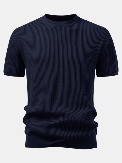 3 Pieces Ribbed Crew Neck Knit T-Shirt