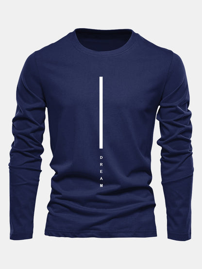 Long Sleeve Dream Stripe Print Cotton T-Shirt