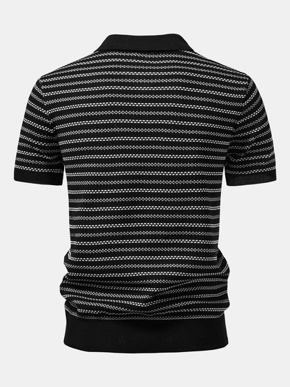 Stripe Knitted Polo Shirt