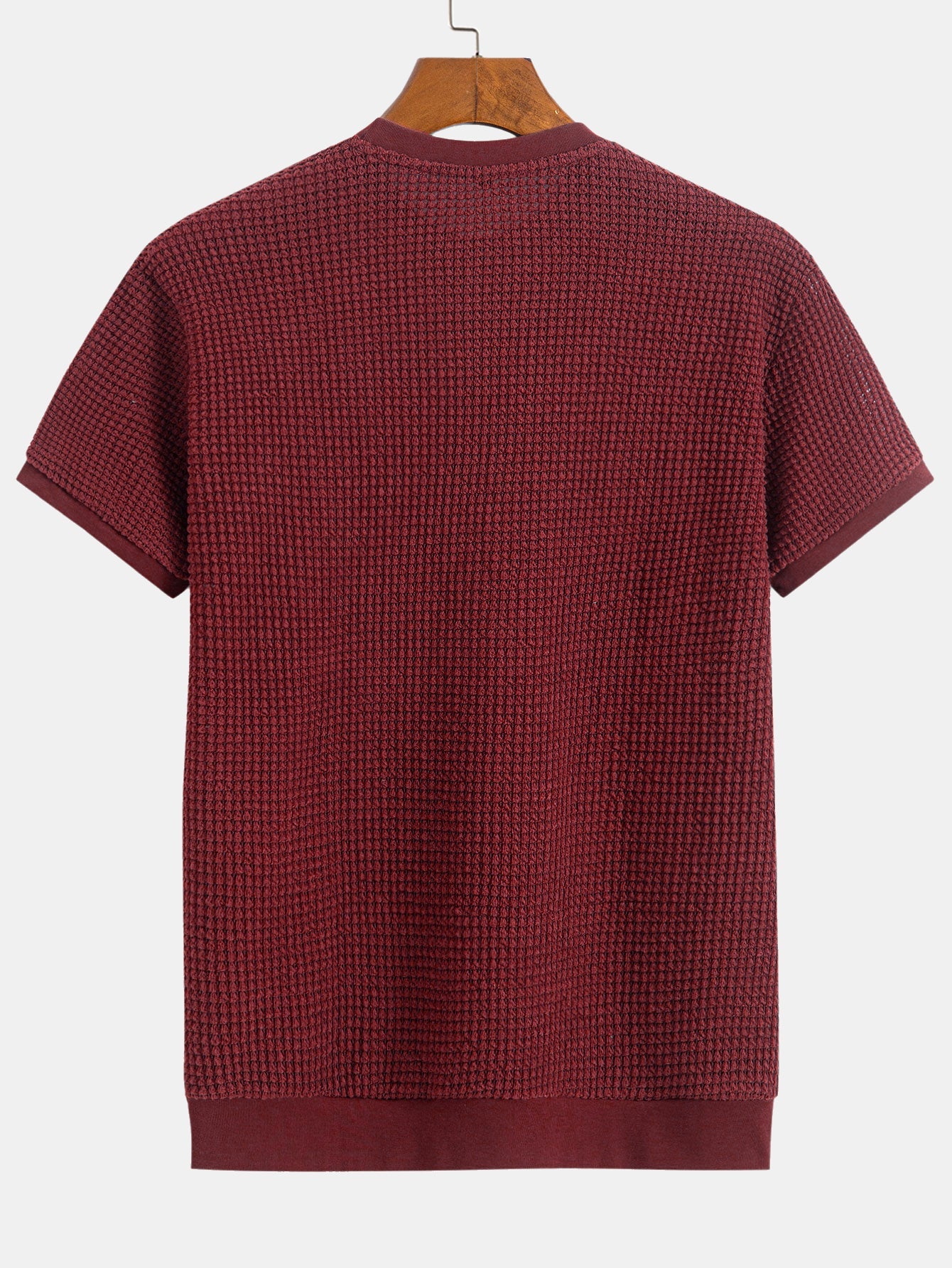 Short Sleeve Waffle Ribbed Hem T-Shirt
