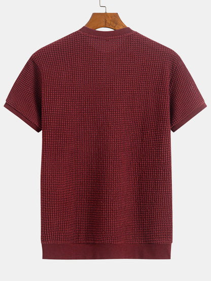 Short Sleeve Waffle Ribbed Hem T-Shirt