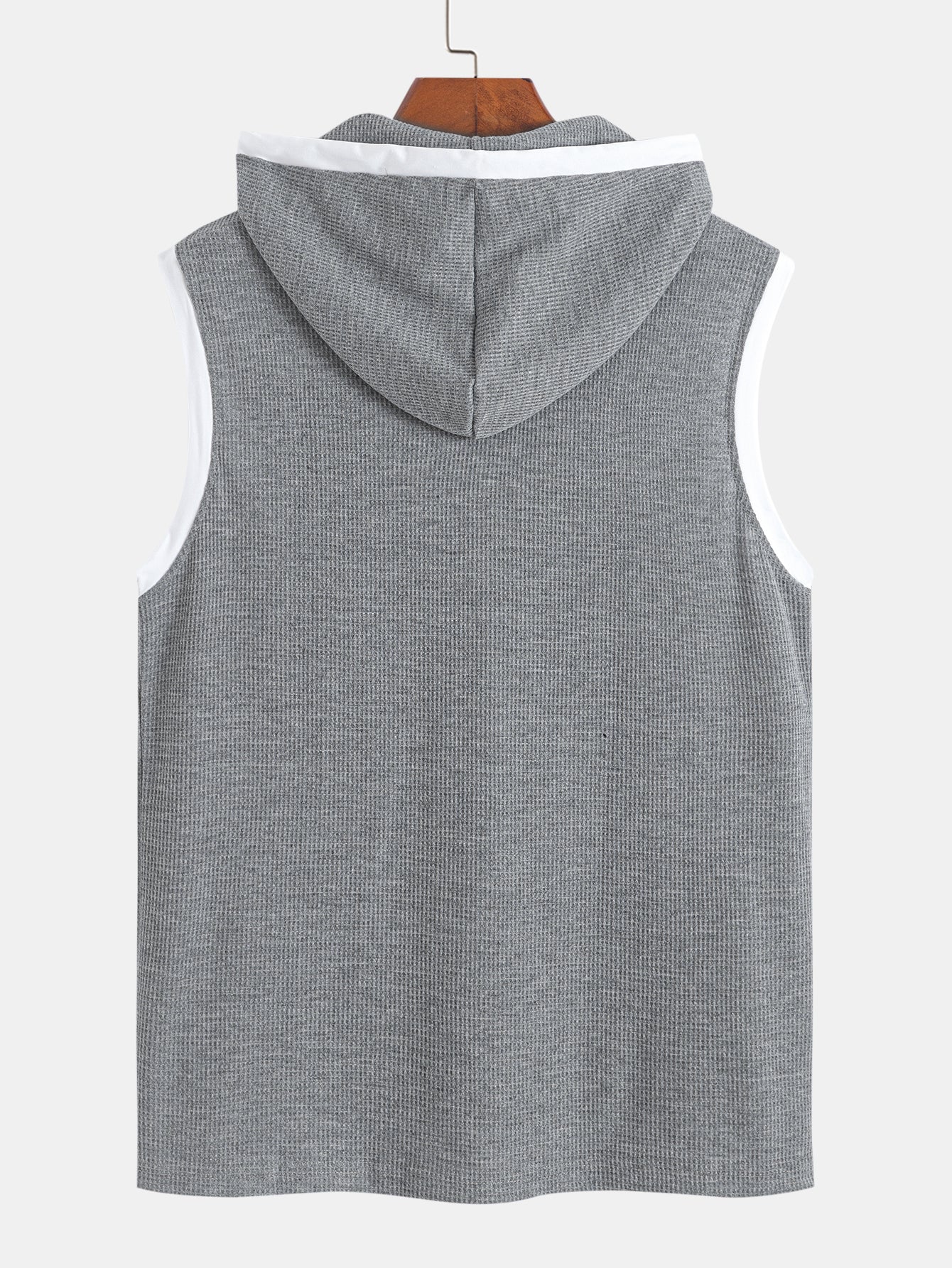 Contrast Waffle Half Open Hooded Vest
