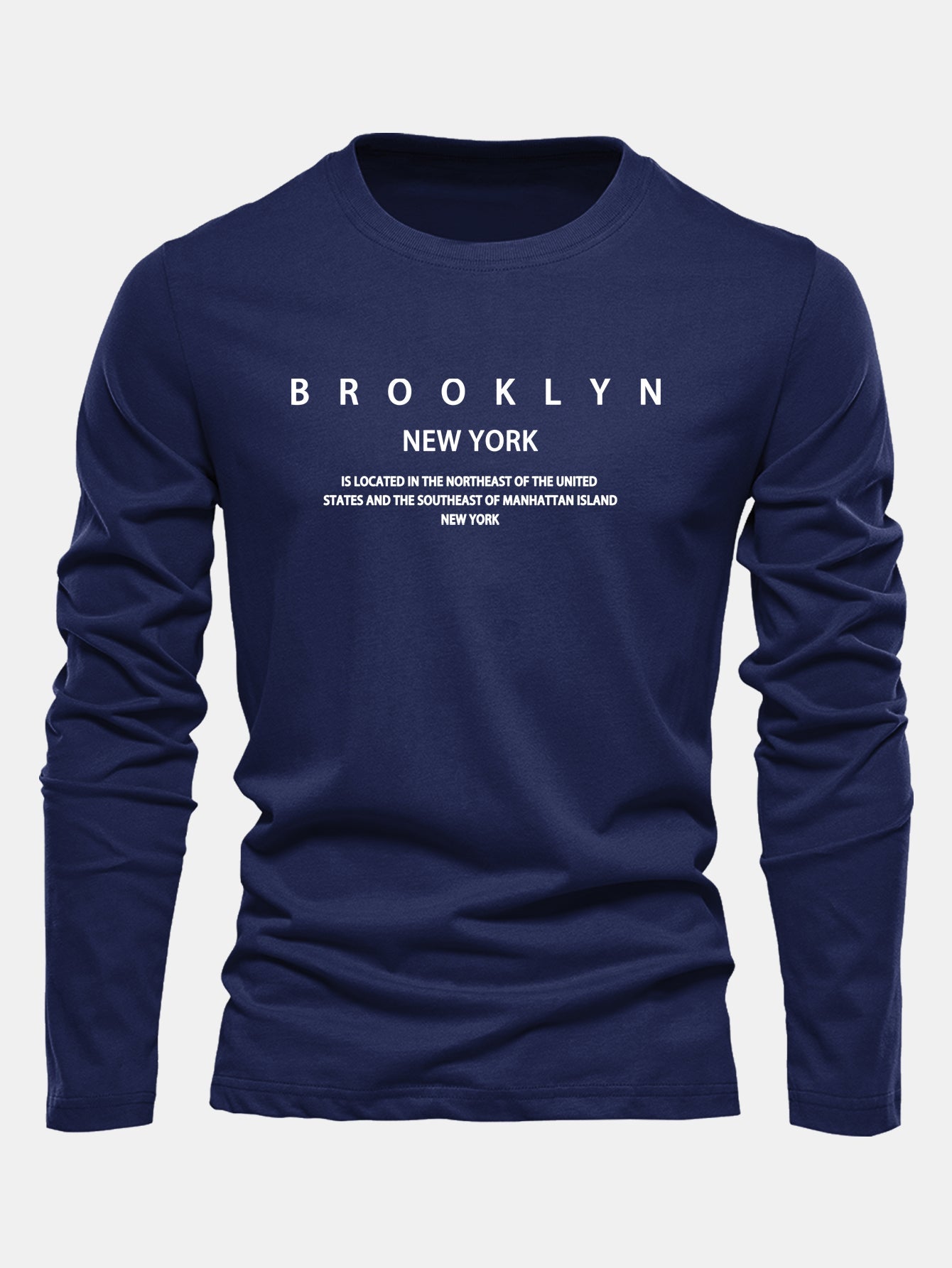 Long Sleeve NY Brooklyn Print Cotton T-Shirt