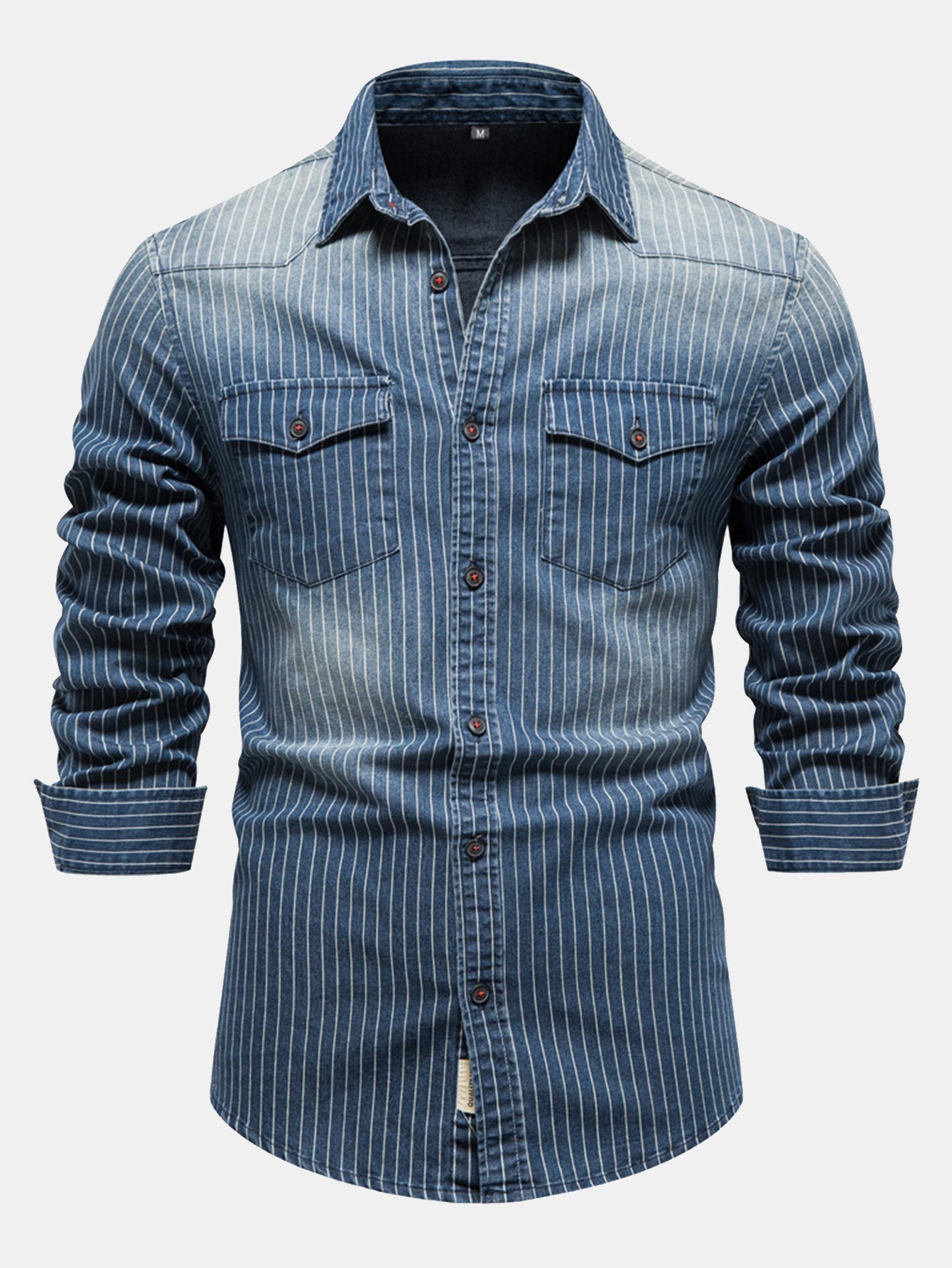 Stripe Washed Denim Shirt With Pockets