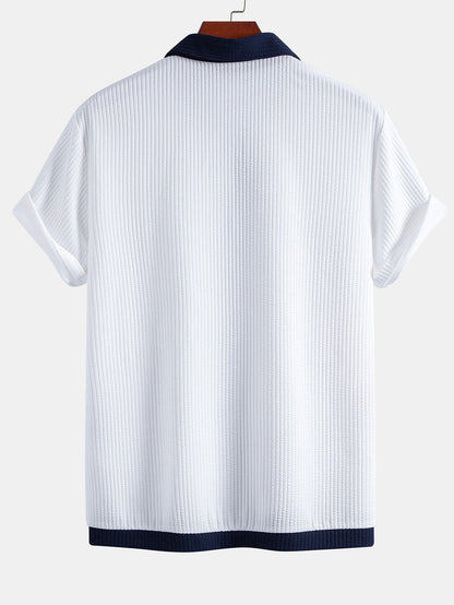 Contrast Ribbed Button Up Shirt