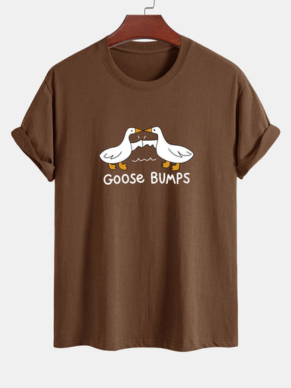 Regular Fit Goose Fist Bump Print Cotton T-Shirt