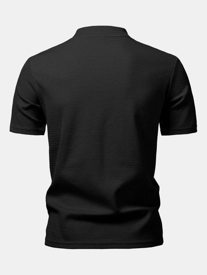 Textured Mock Neck T-Shirt