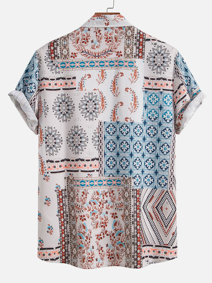 Scarf Print Button Up Shirt