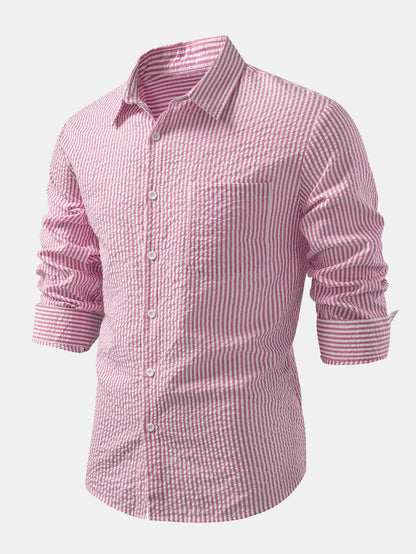 Seersucker Striped Button Up Shirt