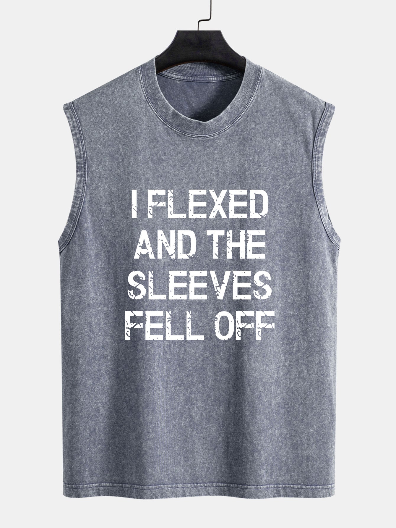 Slogan Print Washed Distressed Tank Top