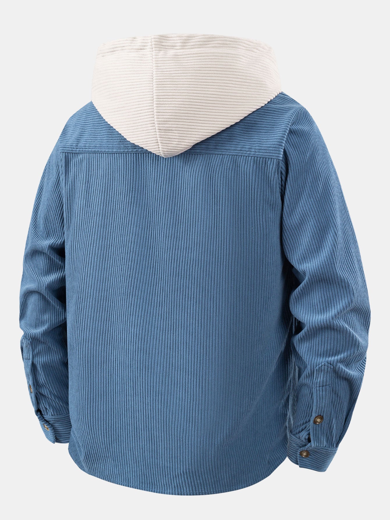 Long Sleeved Contrast Corduroy Hooded Shirt