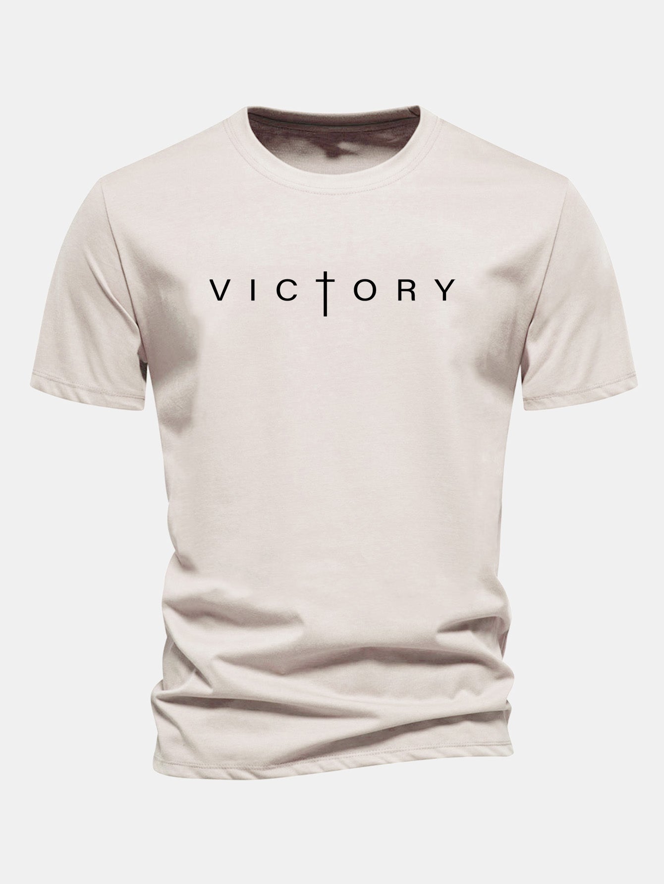 Regular Fit Victory Slogan Print Cotton T-Shirt