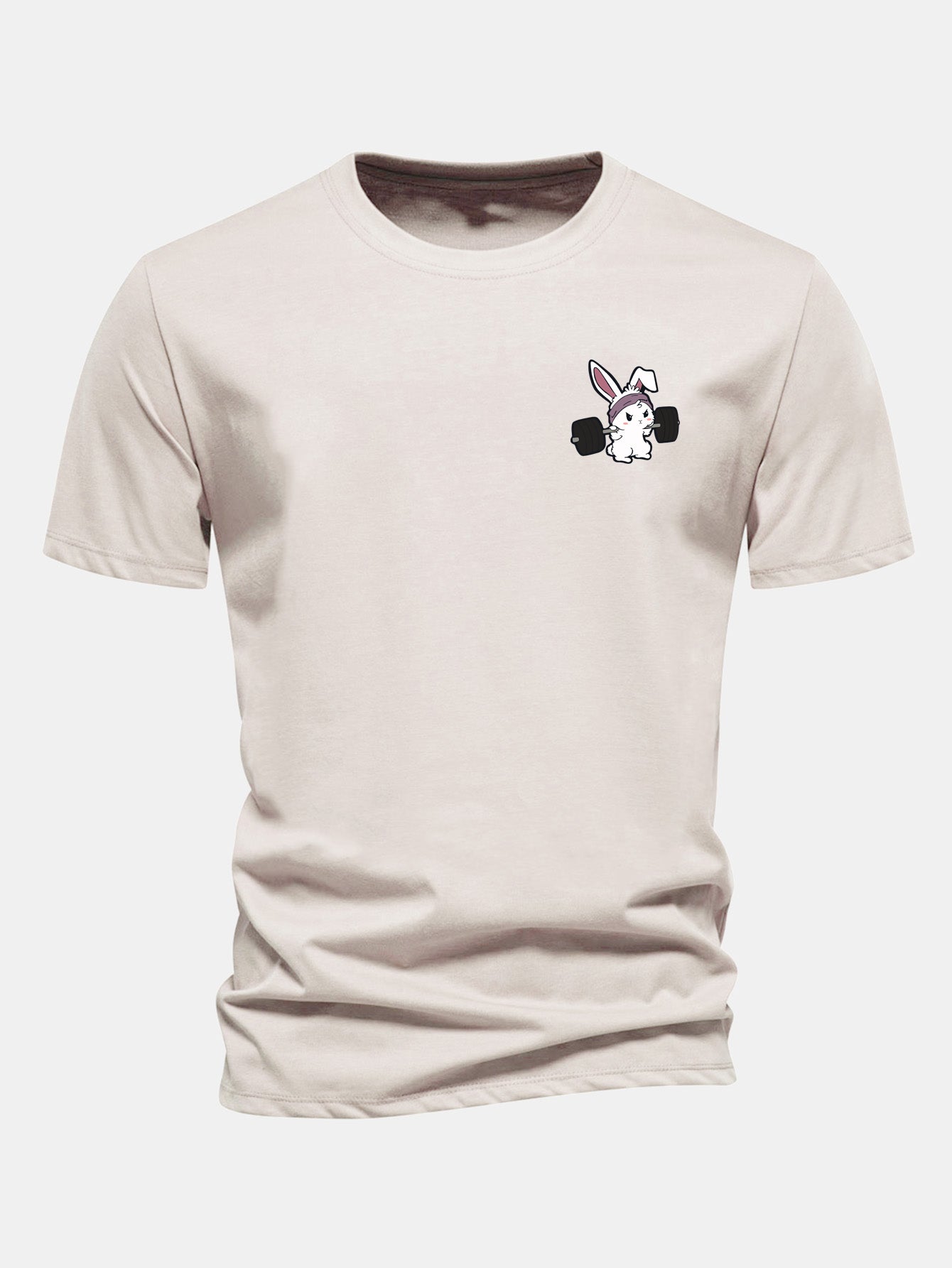 Regular Fit Fitness Rabbit Print Cotton T-Shirt
