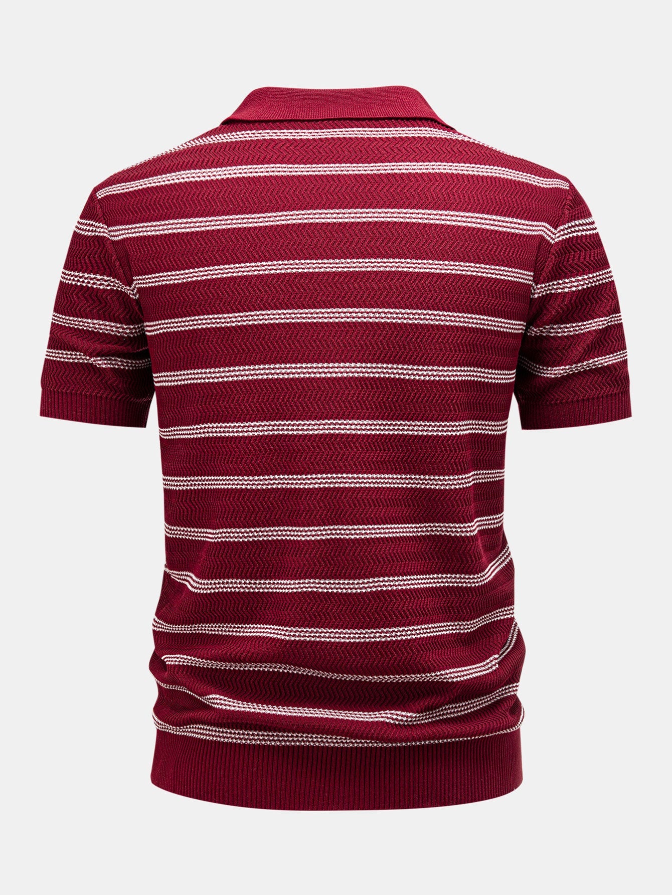 Striped Zipper Knit Polo
