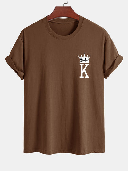 Regular Fit Crown King Print Cotton T-Shirt