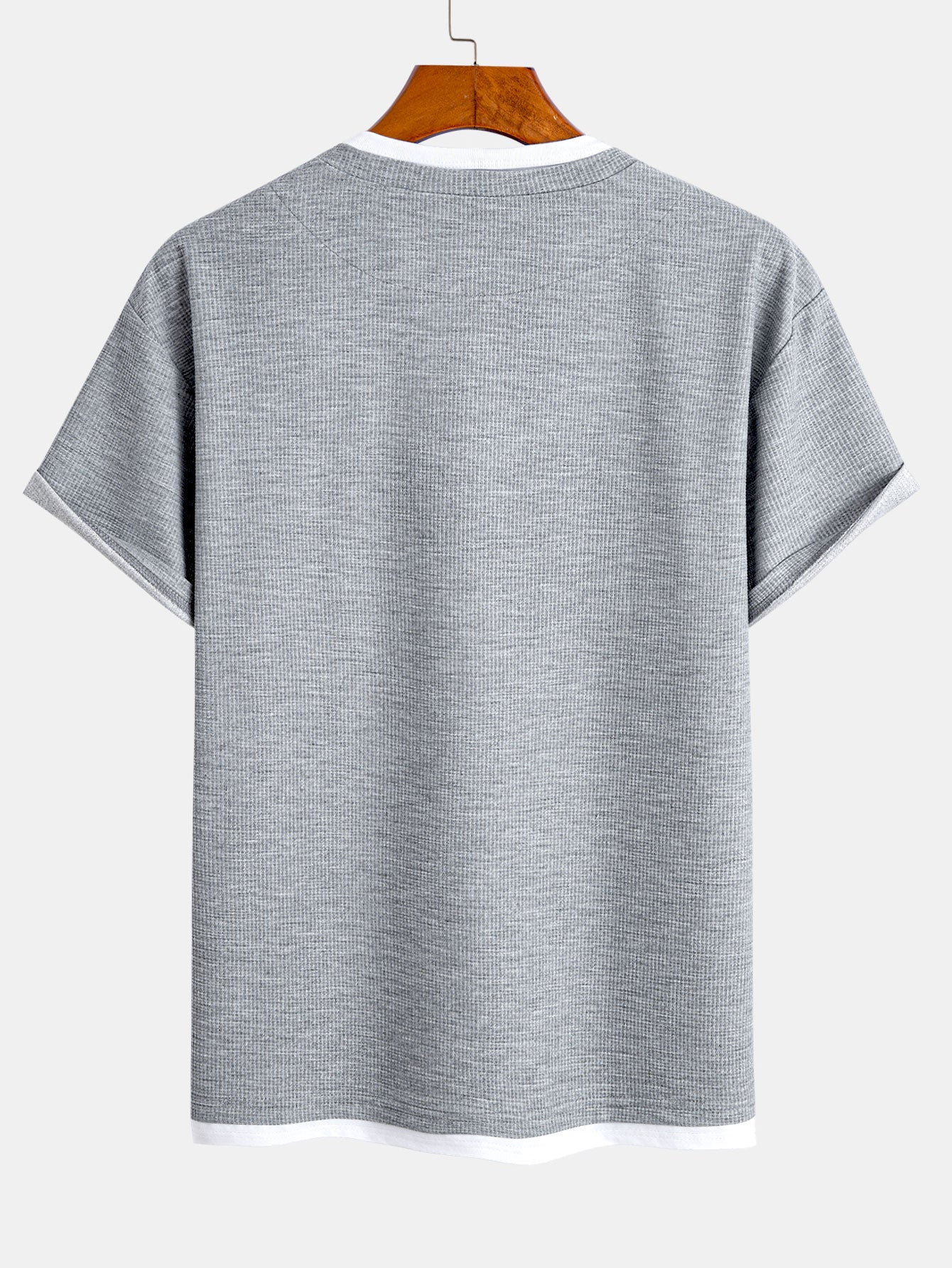 Relax Fit 2 In 1 Notched Collar Waffle T-Shirt
