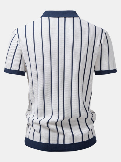 Stripe Knitted Button Up Shirt