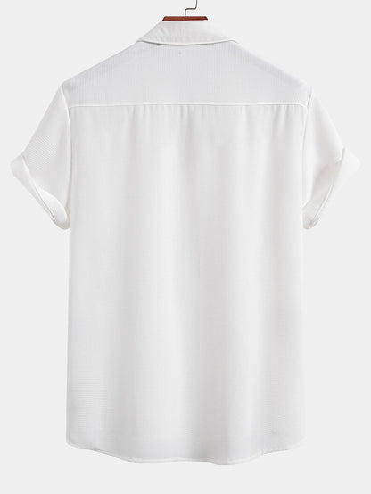 Waffle Textured Button Up Shirt With Pocket