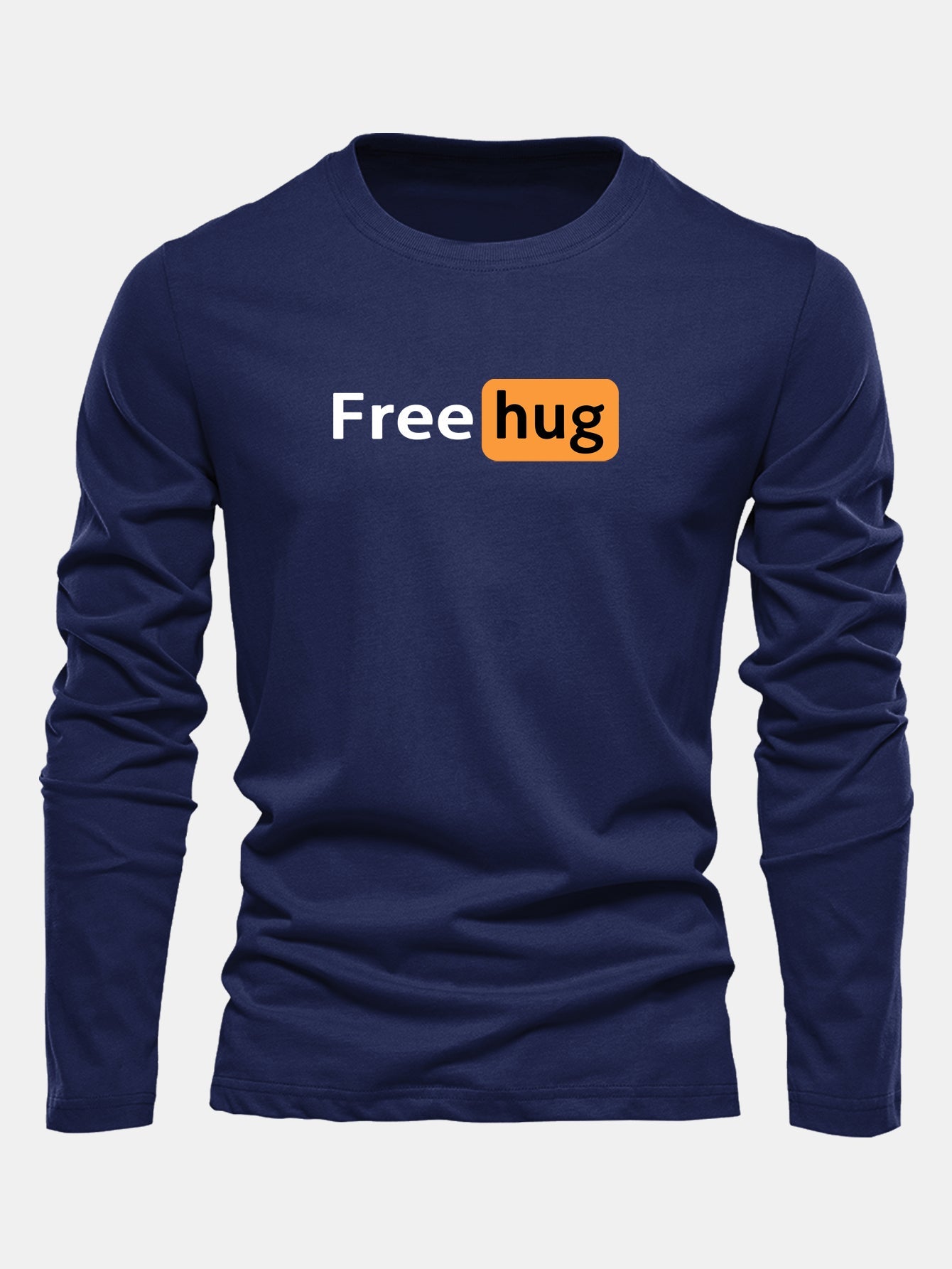 Long Sleeve Free Hug Print Cotton T-Shirt