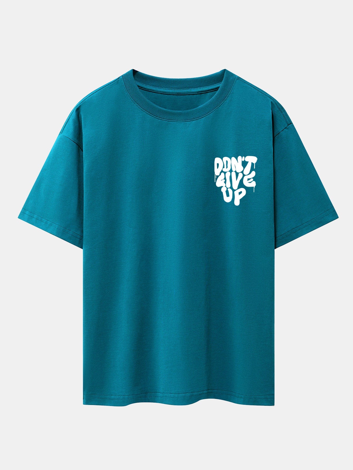 Don't Give Up Print Drop Shoulder Oversize T-Shirt