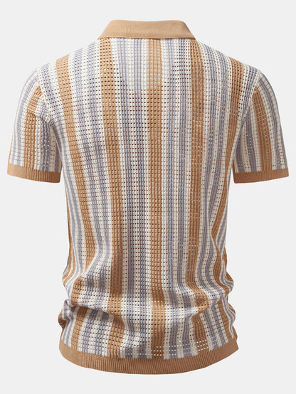 Stripe Eyelet Crochet Shirt