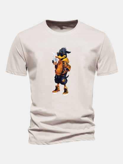 Regular Fit Carton Duck Print Cotton T-Shirt