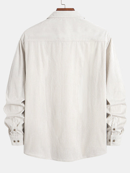 Long Sleeve Corduroy Pocket Button Up Shirt