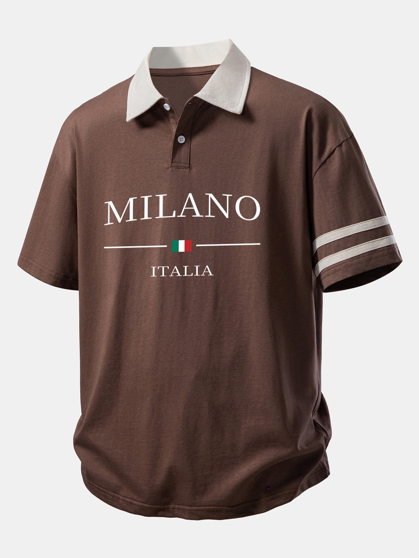 Relax Fit Milano Print Contrast Collar Polo Shirt