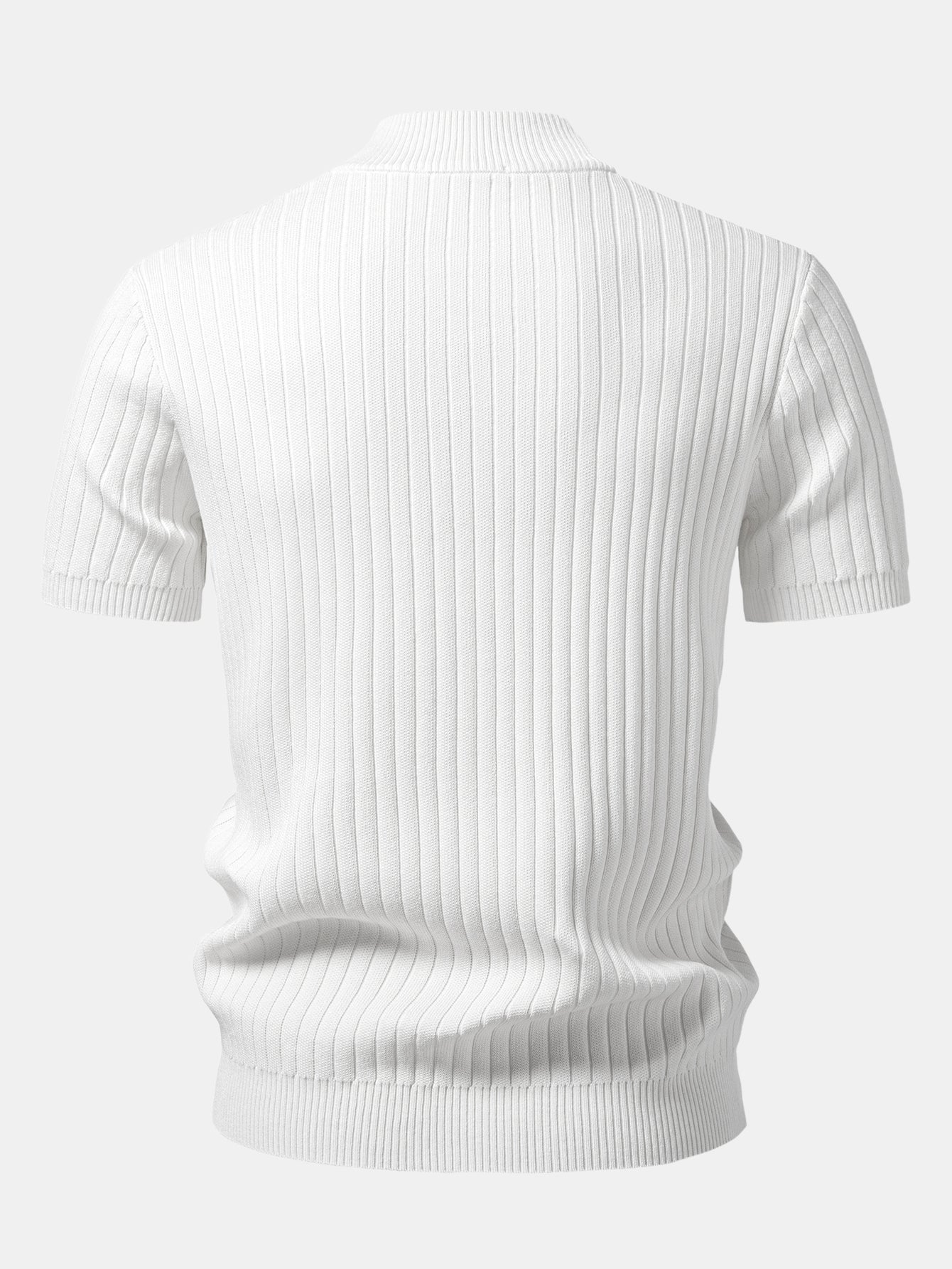 Ribbed Mock Neck Knit T-Shirt