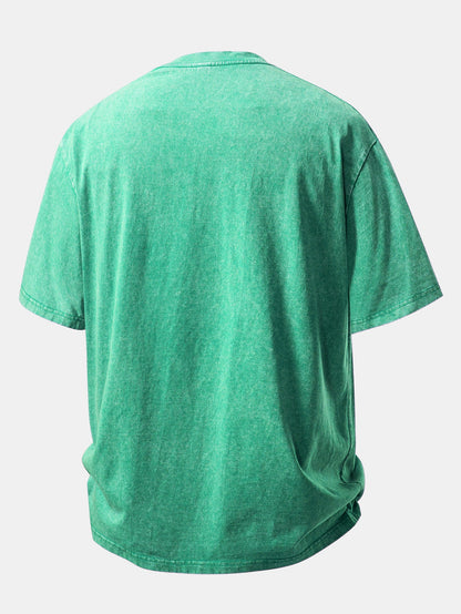 Basic Washed Distressed Drop Shoulder Oversize T-Shirt
