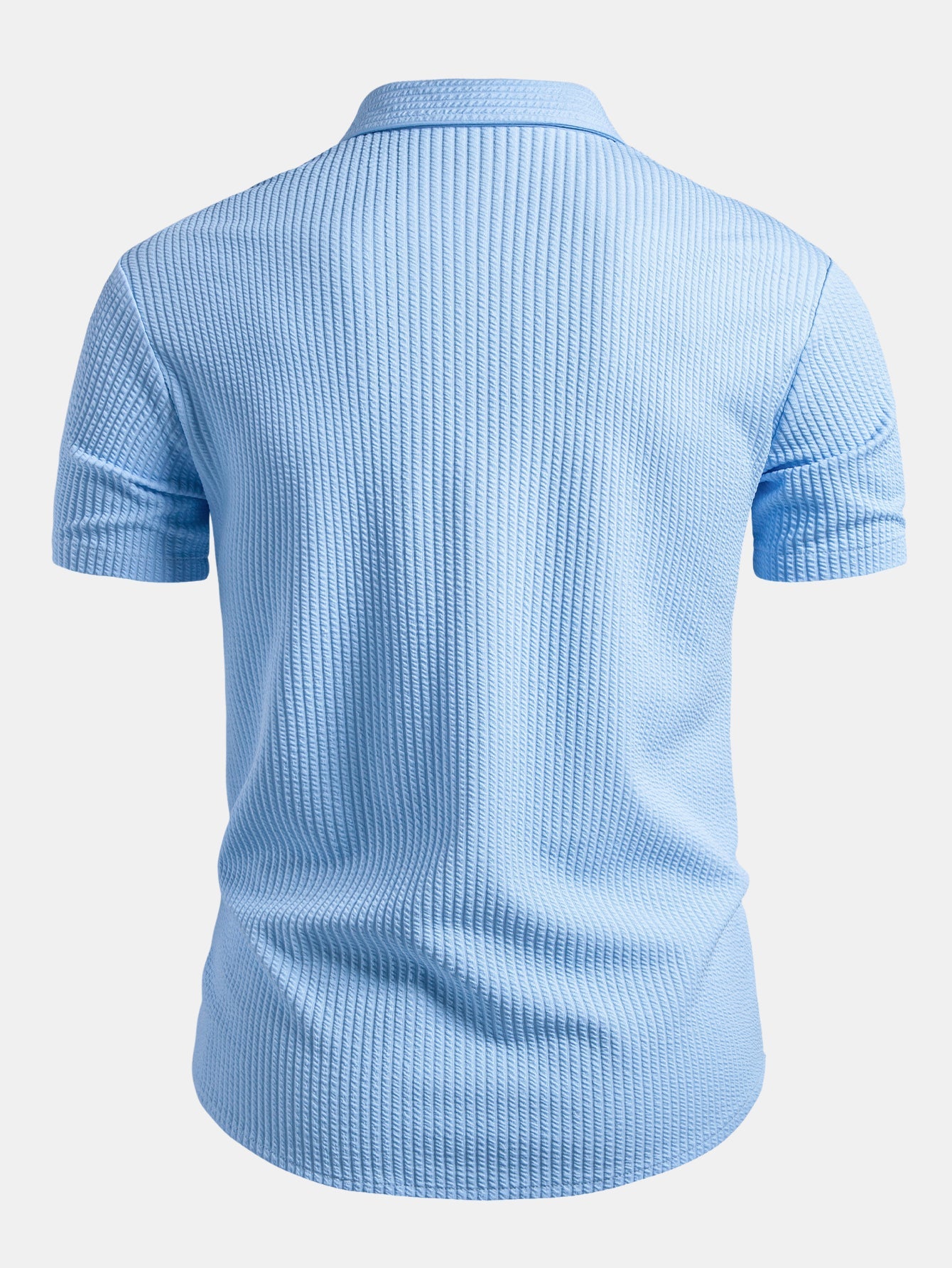 Muscle Fit Ribbed Button Up Shirt