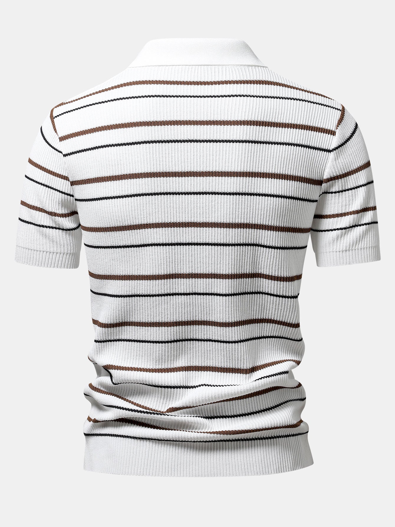 Stripe Waffle Zipper Knit Polo