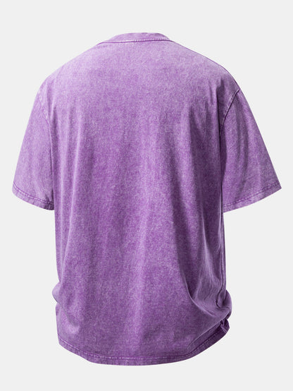 Basic Washed Distressed Drop Shoulder Oversize T-Shirt