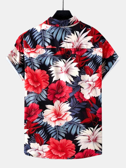 قميص مزخرف بنقوش أزهار استوائية