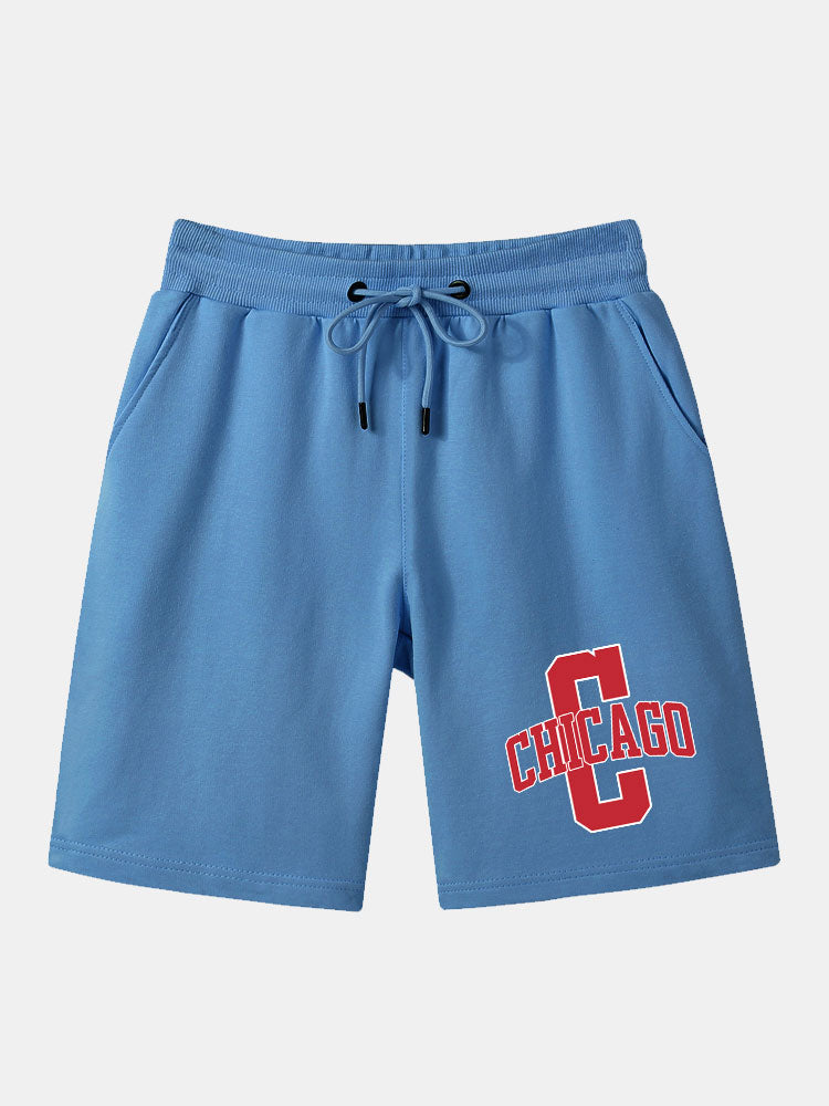 Chicago Print Mid Length Shorts