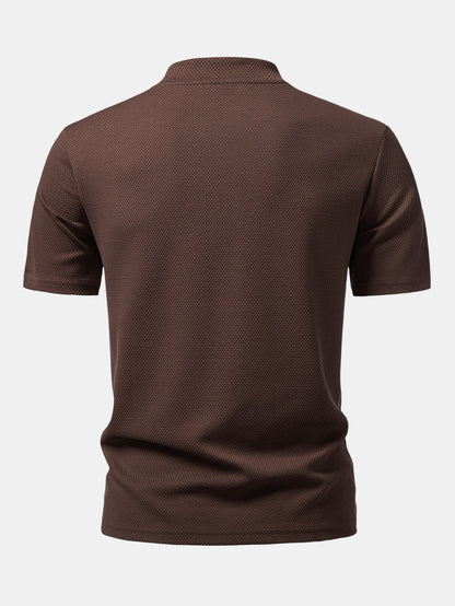 Textured Mock Neck T-Shirt