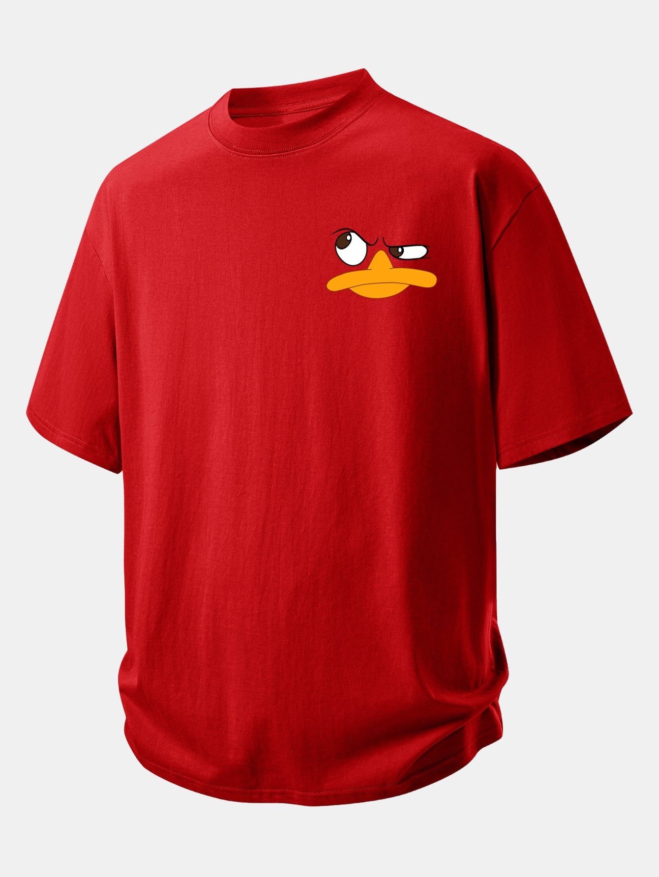 Relax Fit Emoji Duck Print Cotton T-Shirt